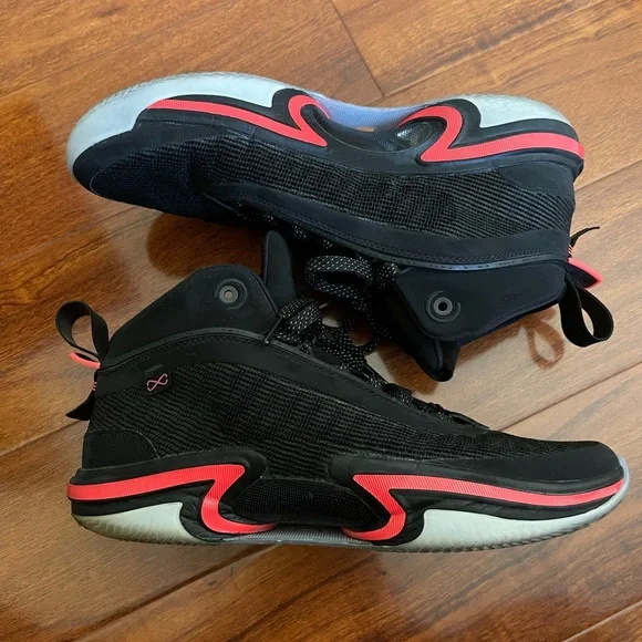 Nike Jordan Air Black and Red Sneakers Chunky Silhouette Size12 - Picture 2 of 13